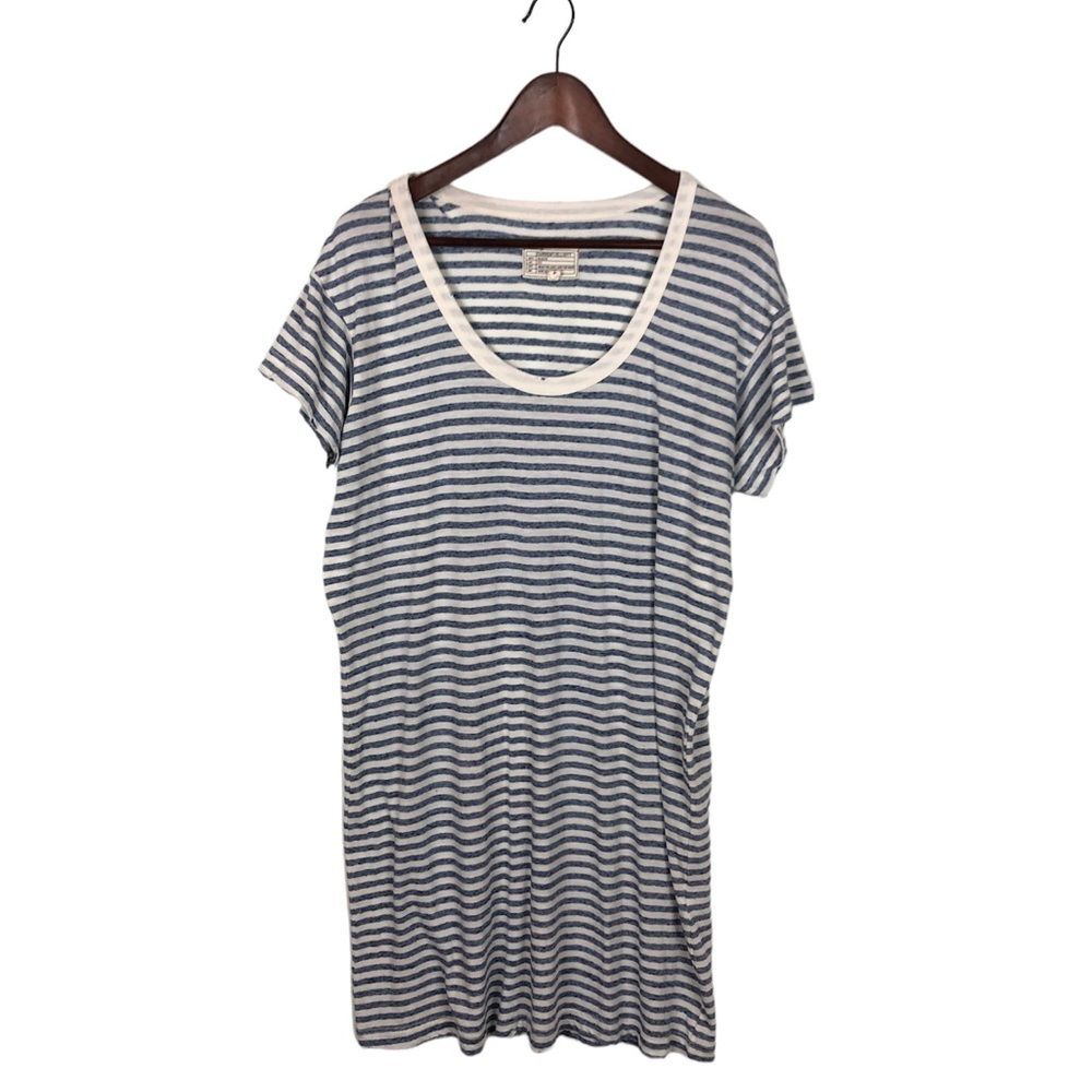 Current/Elliott Blue White Striped Distressed Neck Dress Women's Size 2
